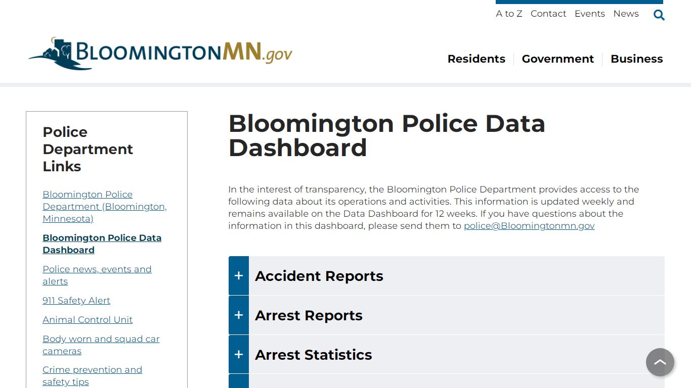 Bloomington Police Data Dashboard | City of Bloomington MN